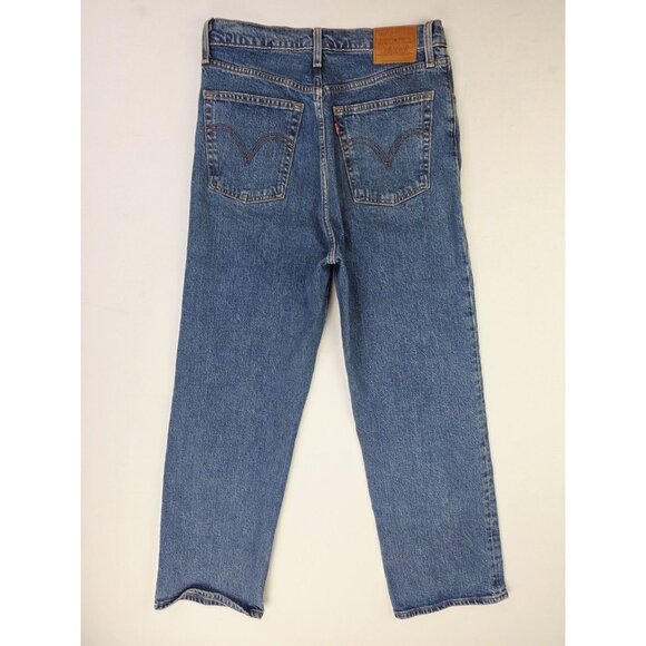 Levi's Premium Size 29X27 Womens Ribcage Straight Button Fly Blue Denim Jeans - Picture 1 of 15